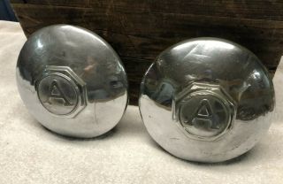 2 Very Rare Oem 1938 39 40 41 42 - 50 Autocar Truck Poverty Dog Dish Hubcaps