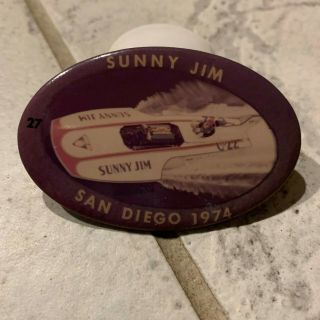 1974 Miss Sunny Jim U - 22 San Diego Unlimited Hydroplane Racing Button 27 Rare