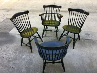 Ethan Allen Heirloom Maple Squire Chairs - Set Of 4 Mid Century Modern 2 Arm