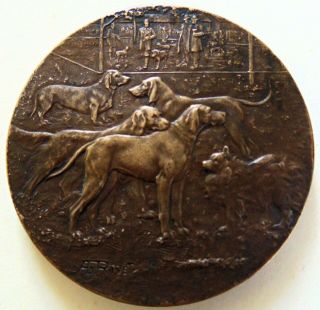 Antique French Bronze Dog Medal 5 Dog Breeds 1922 By Rivet