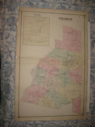Antique 1874 Chatham Now East Hampton Cobalt Middlesex County Connecticut Map Nr