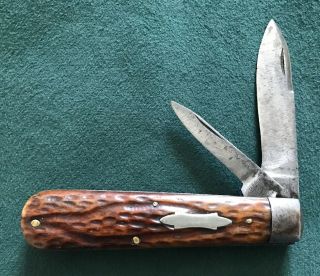Cattaraugus Usa Very Rare Vintage Large Jack Knife Old Type Bone Handle Os.