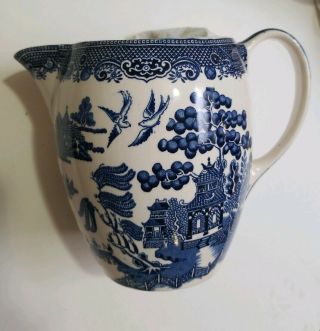 Rare Blue Willow Johnson Brothers Milk/water Pitcher England 2