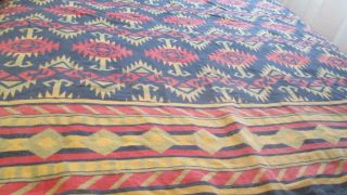 Unknown Vintage Antique Cotton Camp Southwest Trade Blanket Reversible