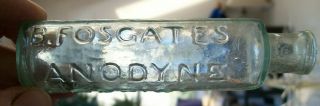 Antique Open Pontil Cylinder B.  Foscates Anodyne Cordial Medicine Bottle