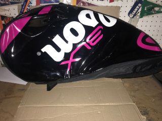 Wilson Blx 6 Racket Bag Black White And Pink.  Includes Shoe Bag,  Rarely
