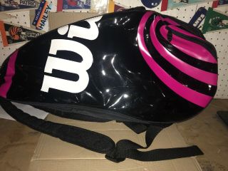 Wilson Blx 6 Racket Bag Black White And Pink.  Includes Shoe Bag,  Rarely 2