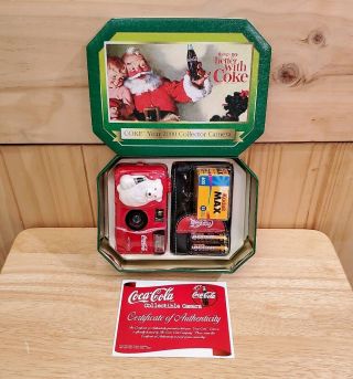 Rare Vintage Coca Cola 35mm Flash Camera Year 2000 With Tin,  Film,  And Case