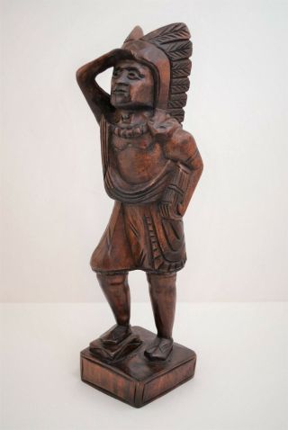 Wooden Hand Carved Native American Indian Man Figurine Vintage