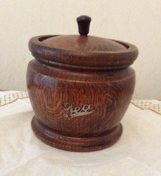 Vintage Barrel Shaped,  Wooden Tea Caddy With Metal Lining