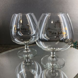 Luis Felipe Rare Large 6” Crystal Glass Cognac Brandy Snifter Glasses Vintage
