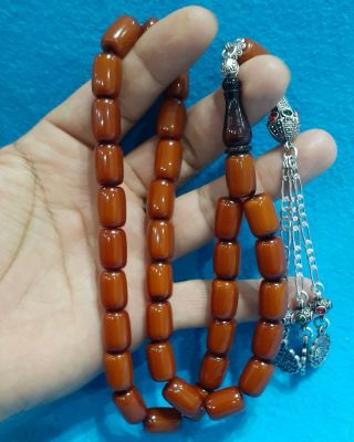 Brouwn Faturan Rosary Rare Islamic Tasbeh Prayer Beads Bakelite Amber Misbaha 33