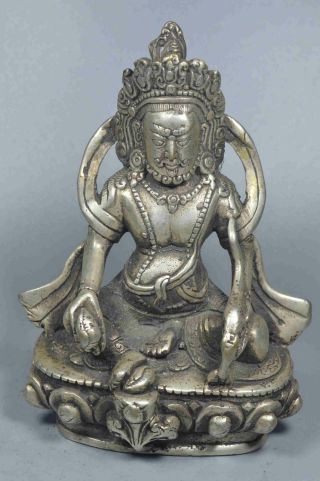 Collectable Handwork Decor Miao Silver Carve Temple Buddha Pray Exorcism Statues