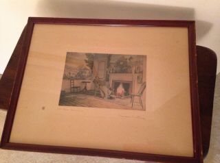 Vintage Hand Colored Print Signed Wallace Nutting " At The Fender "
