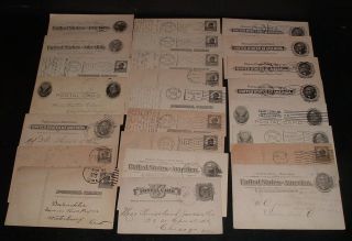 Lqqk 24 Antique Late 1800s Early 1900s U.  S.  Letter Postal Cards,  Various States