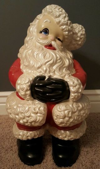 Vintage Rare Huge 20 " Atlantic Mold Winking Santa Claus Ceramic Christmas Cute