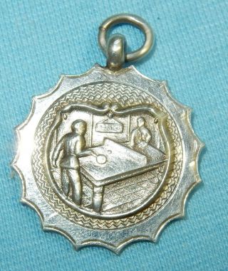 Antique Sterling Silver - Table Tennis - Pocket Watch Fob Medal - Very Fine