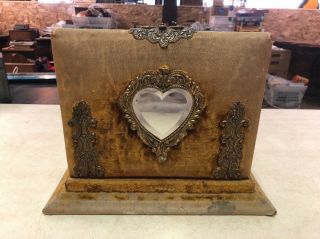 Vintage Photo Album Book W/attached Stand Heart 13 1/2”x10”x6”