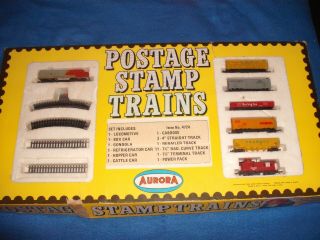 Rare 1969 Aurora Postage Stamp Trains Large Boxed Set 4724 N Scale Train Set