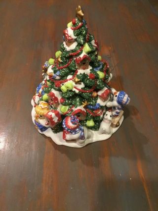 Vintage Fitz & Floyd Christmas Tree Cookie Jar The Flurries Rare