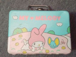 Vintage 1976 Sanrio Melody Hello Kitty Metal Tin Case Rare Mini Metal Lunch Box