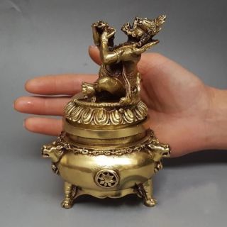 Chinese Buddhism Vajra King Kong Mahakala Brass Statue Incense Burner