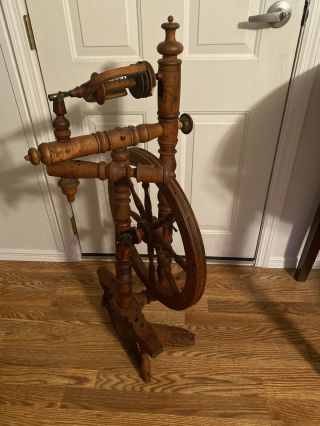 Vintage Antique Hand Made Wooden Metal Spinning Wheel Perfect