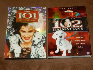 Rare Oop 101 & 102 Dalmatians Live Action Disney Dvd Set W/slipcovers