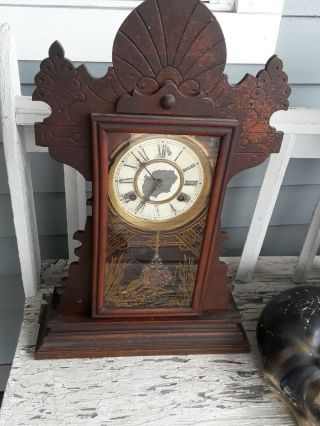 Antique Waterbury Co.  Mantle Clock " Fisher " Model,  Runs