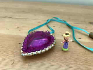 Ultra Rare Polly Pocket Crystal Heart Pendant Locket Figure Vintage Necklace