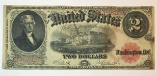 2 Dollars 1917 United States Old Money Red Seal,  Usa Rare,  No - 1222