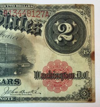 2 DOLLARS 1917 UNITED STATES OLD MONEY RED SEAL,  USA RARE,  No - 1222 2