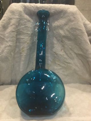 Blenko 1995 Art Glass 17” Tall Decanter Without Stopper In Aqua Blue Rare 2012