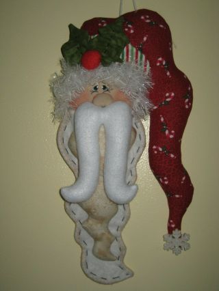 Primitive Hc Hanging Holiday Christmas Santa Claus Doll Shelf Sitter Ornie