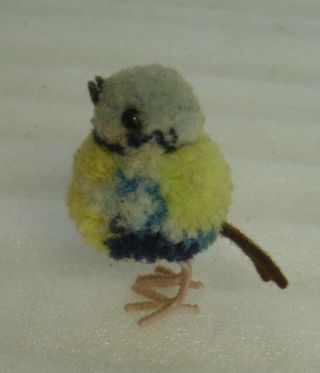 Vintage 50s/60s Steiff Woolen Miniature Blue Tit Bird