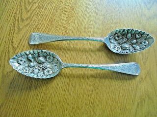 Antique Silver Plate Ornate Berry Spoons