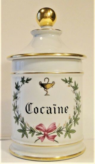 Large Rare French Porcelain Apothecary Jar Cocaine By Limoges Flawless 1920 23cm