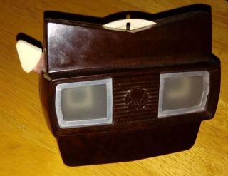 Rare Dark Brown Viewmaster Model E Viewer W/ One Slide