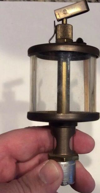 Unmarked Oiler Hit Miss Gas Engine Antique Steampunk.  Brass & Glass
