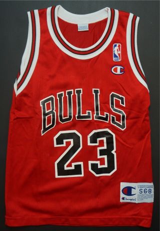 Rare Vintage Champion Michael Jordan Chicago Bulls Jersey 90s Red Youth Sz S 6 - 8