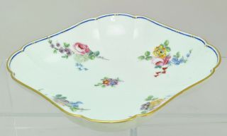 Antique Floral Square Dish Late 18th Century Softpaste Porcelain