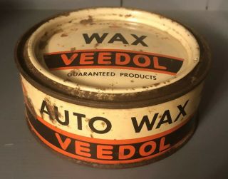 Vtg Rare 1940s 50s Veedol Automobile Wax Can 7oz Tin Tide Water Associated Co Ny
