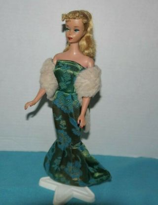 Vintage Barbie Clone Tressy Fab - Lu Babs Bild Lilli Green Brocade Dress,  Wrap