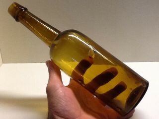Antique Yellow Amber Cylinder Whiskey Bottle,  Southern Glass Louisville Ky