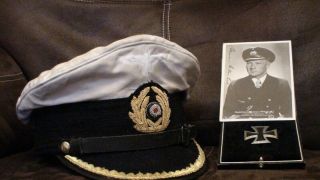 Rare Ww2 Wwii Wh Kriegsmarine U - Boat Lieutenant Captain Officer Visor Hat Cap