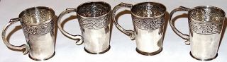 Rare Set Of (4) Sanborns Mexico Sterling Silver Handmade Cordial Cups 167 Grams