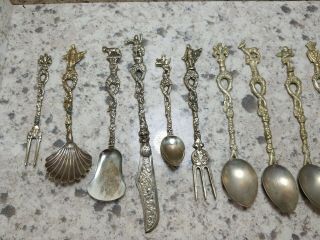 Vintage Demitasse silver plated Set of 13 silverwear stamped Italy knife spoon, 2