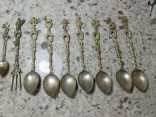 Vintage Demitasse silver plated Set of 13 silverwear stamped Italy knife spoon, 3