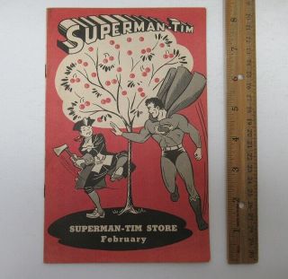 Rare 1949 Superman Tim Store Advertising Dc Comic Book W/stamp Superhero Wz9100