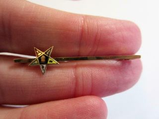 Antique Edwardian 9ct Gold & Enamel Bar Brooch,  Pin Decorated With A Crest,  1.  3g